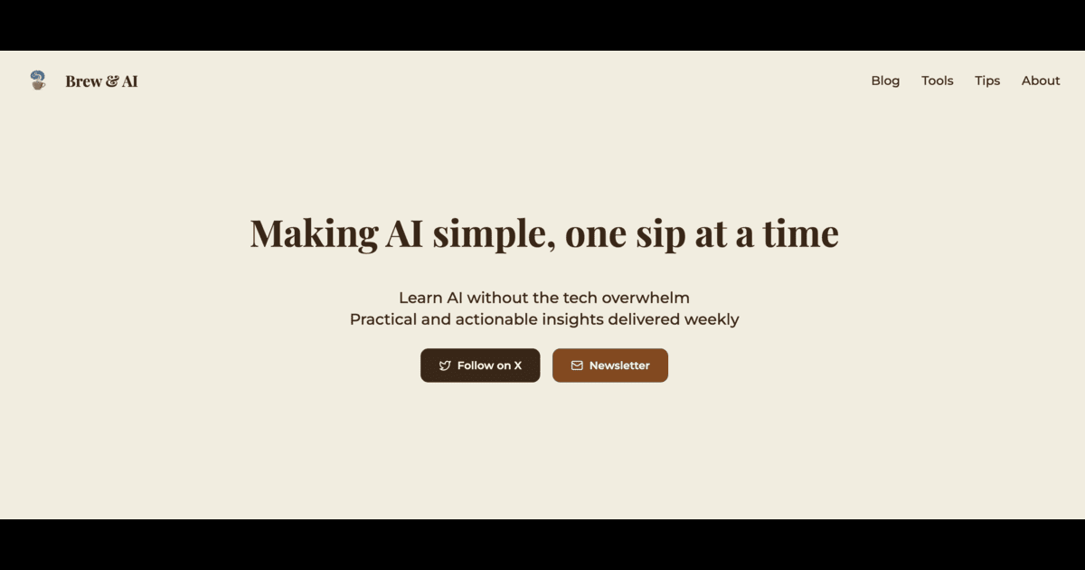 brew_and_ai's tweet card. AI education served with your morning brew. Making tech simple and approachable.