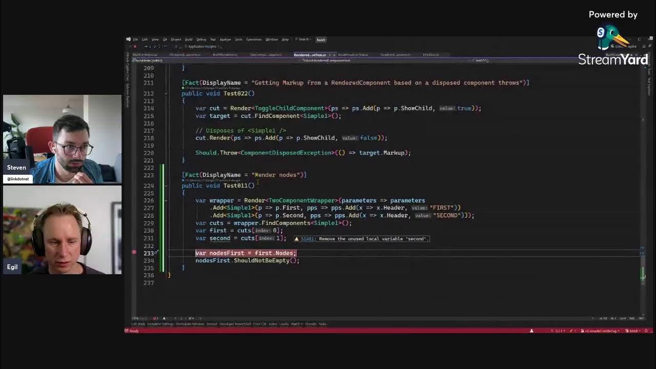 egilhansen's tweet card. bUnit dev session #11
