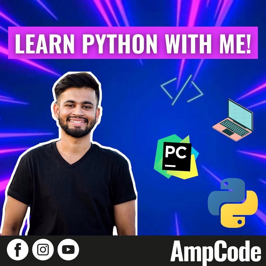 ampcodetutorial's tweet card. 💬 0  🔁 0  ❤️ 0 · Follow us and get access to on demand lectures on each topic of Python programming language. @ampcode_tutorials Link: https://youtube.com/c/AmpCode #python #programming #codin…