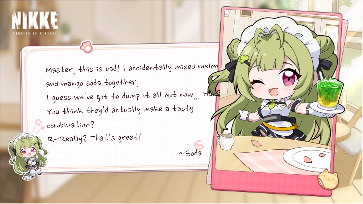 SunsetLunar5's tweet card. Enjoy dishes made by Nikke maids and get exclusive rewards!