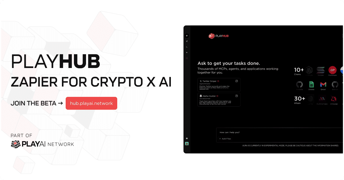 playAInetwork's tweet card. Level up your game with Plays w/ Zapier for Crypto x AI