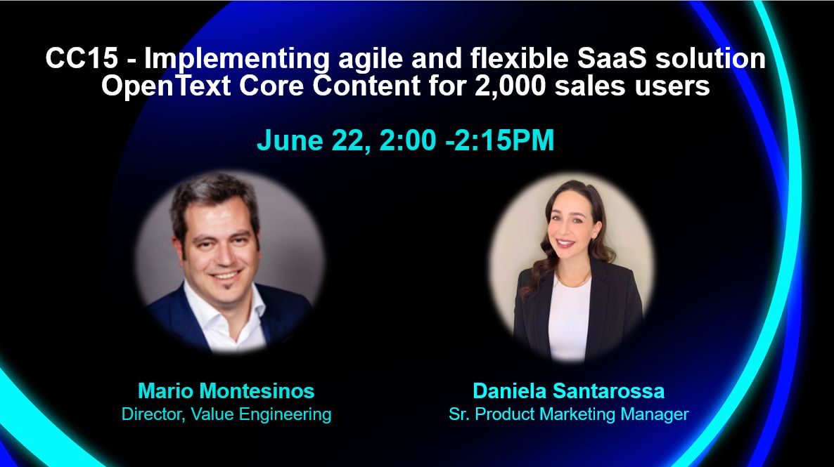 mario2t's tweet card. We are drinking our own champagne at OpenText. Join us to know the positive impact our new SaaS platform is making to our business.