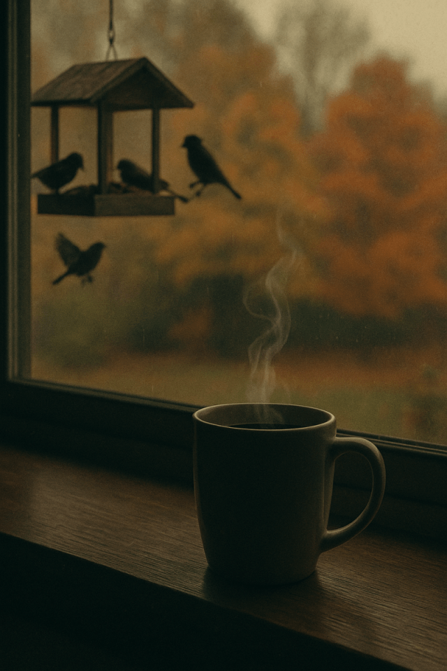 writerkjs's tweet card. Explore the contemplative journey of a winter morning, where the beauty of nature meets the worries of life amidst coffee and fishing.