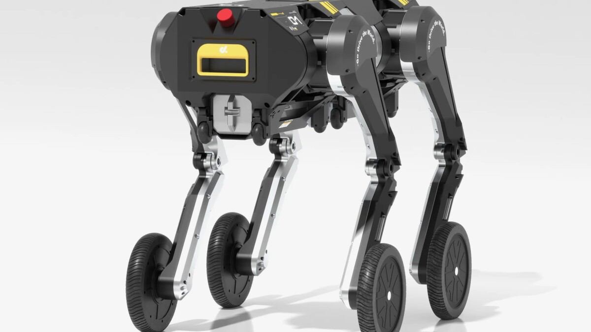 enrgdrone's tweet card. It's now actually not that unusual to see quadruped robots that have powered wheels for feet, allowing them to either walk or roll as the situation dictates. The modular D1 is different, though, in...