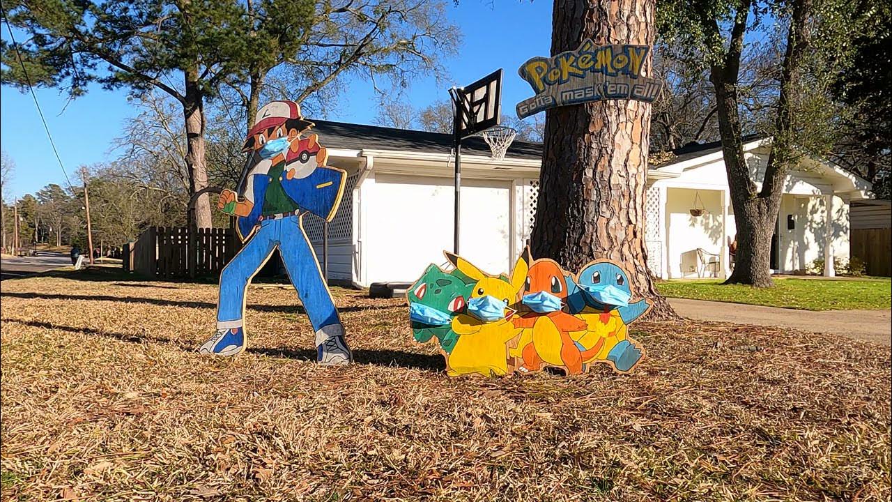 practicaltexan's tweet card. Nerd Yard Art Time Lapse Pokemon Gotta Mask Em All