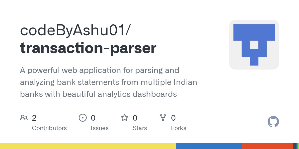 tweetashutosh's tweet card. A powerful web application for parsing and analyzing bank statements from multiple Indian banks with beautiful analytics dashboards - codeByAshu01/transaction-parser
