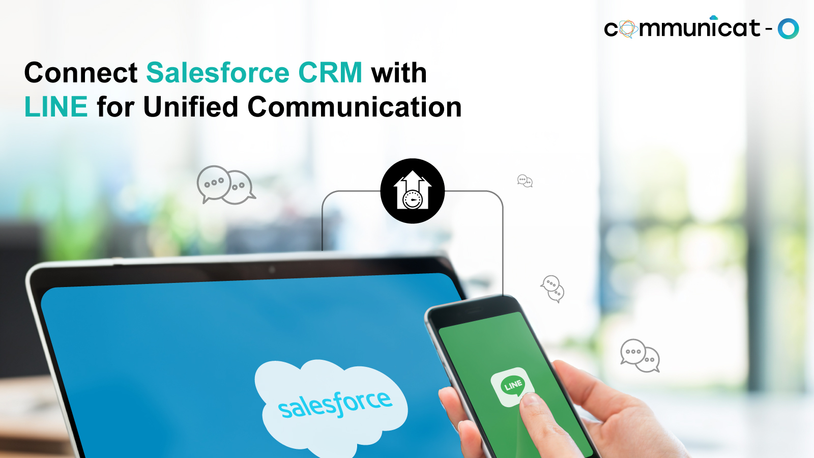 communicat_o's tweet card. Combine Salesforce CRM with LINE to raise your communication competence, streamline operations, and serve customers in real time.