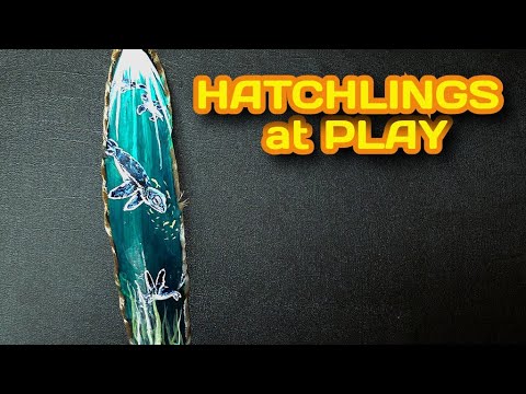 KenJohnsonUSA's tweet card. Hatchlings at Play {Feather Painting of Baby Sea Turtles}