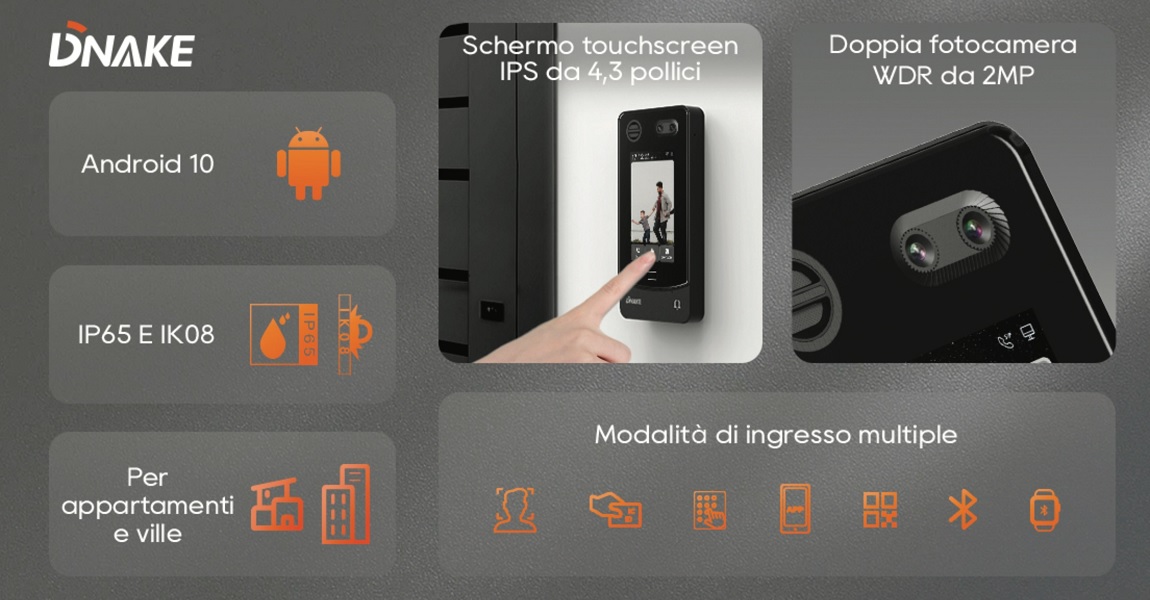 SNewsOnline's tweet card. DNAKE presenta il videocitofono S414 da 4,3 pollici con riconoscimento facciale Android 10, progettato per un controllo accessi avanzato.