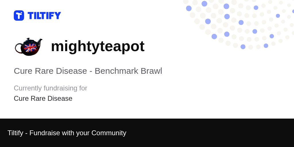 Luwuaren's tweet card. mightyteapot is fundraising for Cure Rare Disease on Tiltify