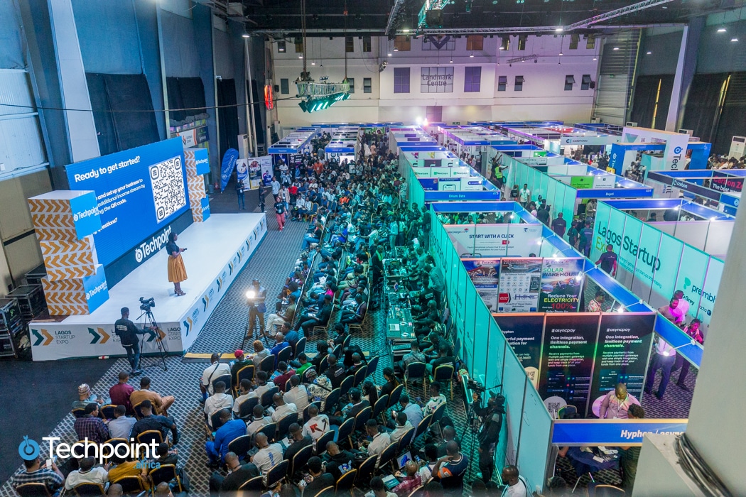TechpointAfrica's tweet card. Lagos Startup Expo is a showcase of Africa’s ingenuity, with organisations unveiling solutions in fintech, healthtech, agritech, logistics, and artificial intelligence.