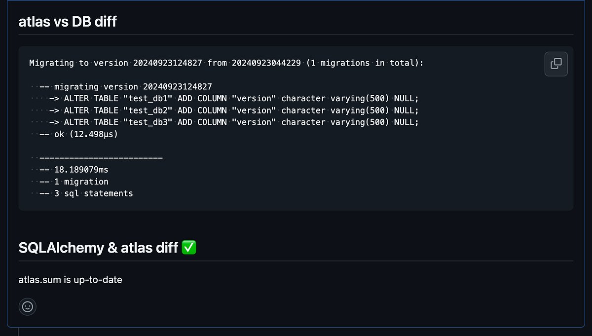 atlasgo_io's tweet card. How to set up safe and simple database schema migration workflow for SQLAlchemy with Atlas.