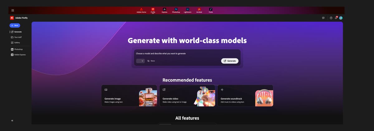 AdobeFirefly's tweet card. The all-new Adobe Firefly, launched at MAX 2025, is your one-stop creative space that offers access to top AI models and helps you brainstorm, generate, create and edit amazing videos, images, sound...