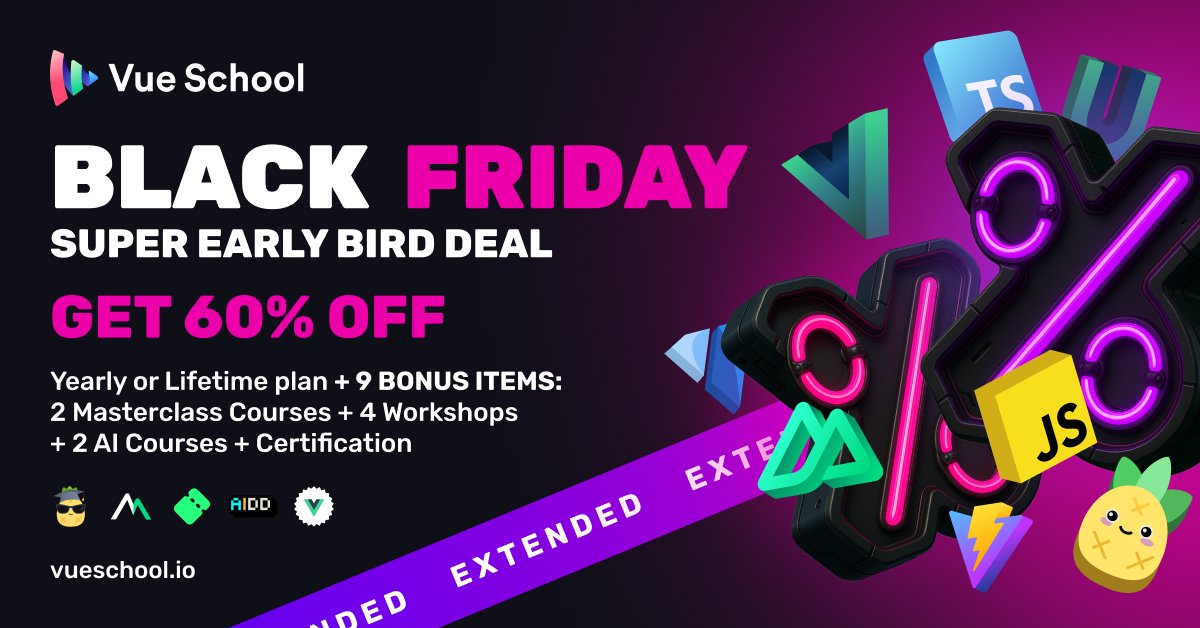 laraveljobs's tweet card. At Vue School, our mission is to continue spreading knowledge and making developers' life easier. Come join us!