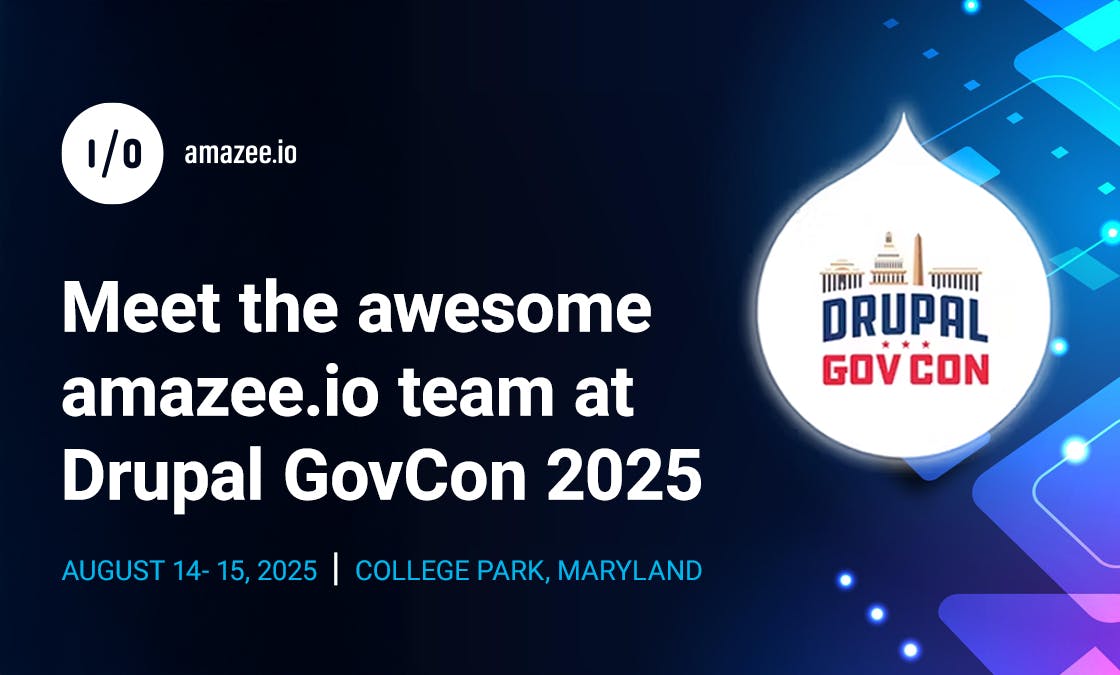 amazeeio's tweet card. Join us at Drupal GovCon 2025 and visit our booth to meet our team, learn more about our Private Drupal AI Provider, and chat about Drupal hosting.