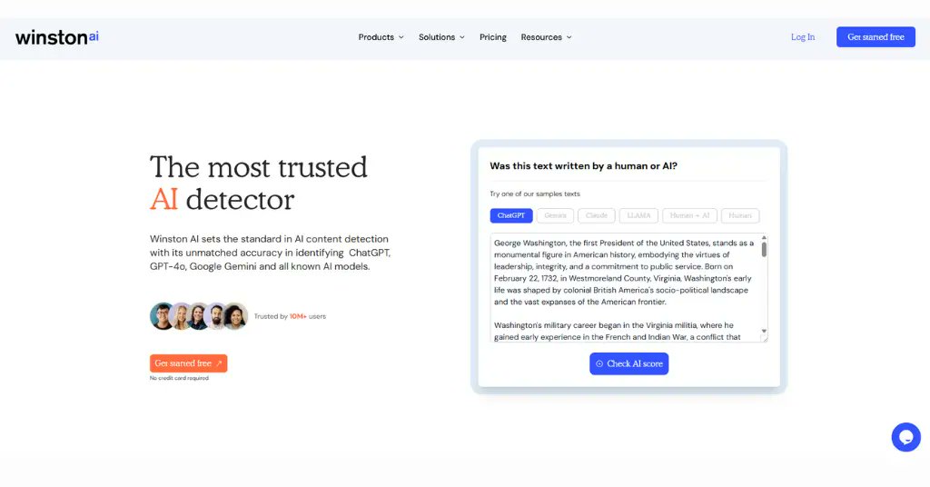 FreeWithAI's tweet card. Winston AI is a tool that checks if content was written by humans or AI, boasting an impressive 99.98% accuracy rate. It’s built for schools, companies, and