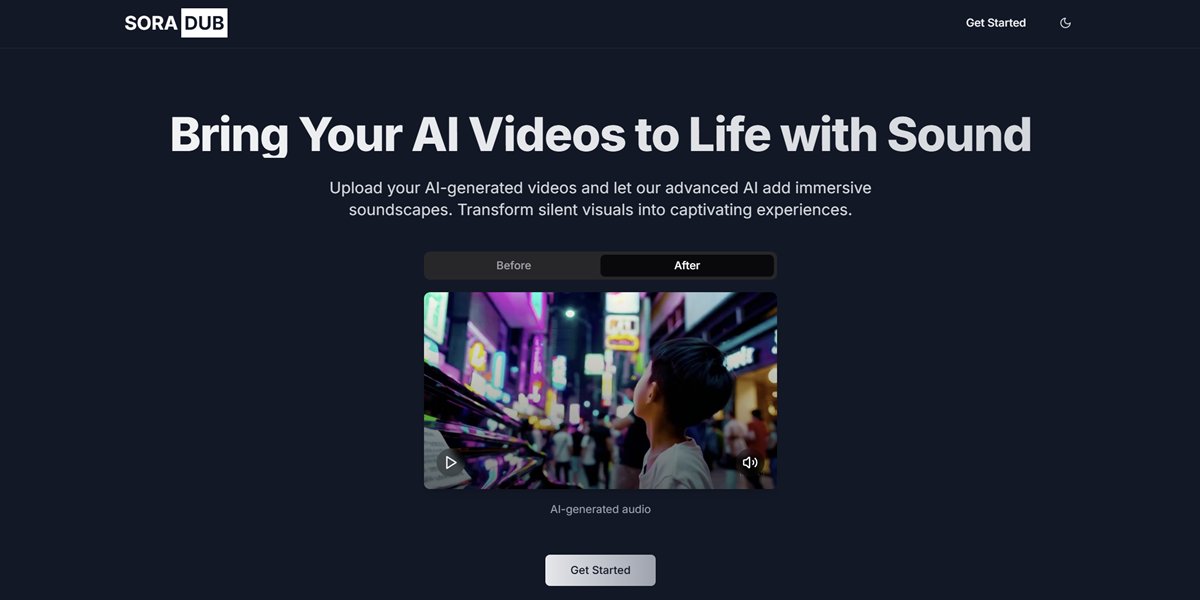 EyuCoder's tweet card. Transform your silent AI-generated videos with immersive soundscapes using Sora Dub.