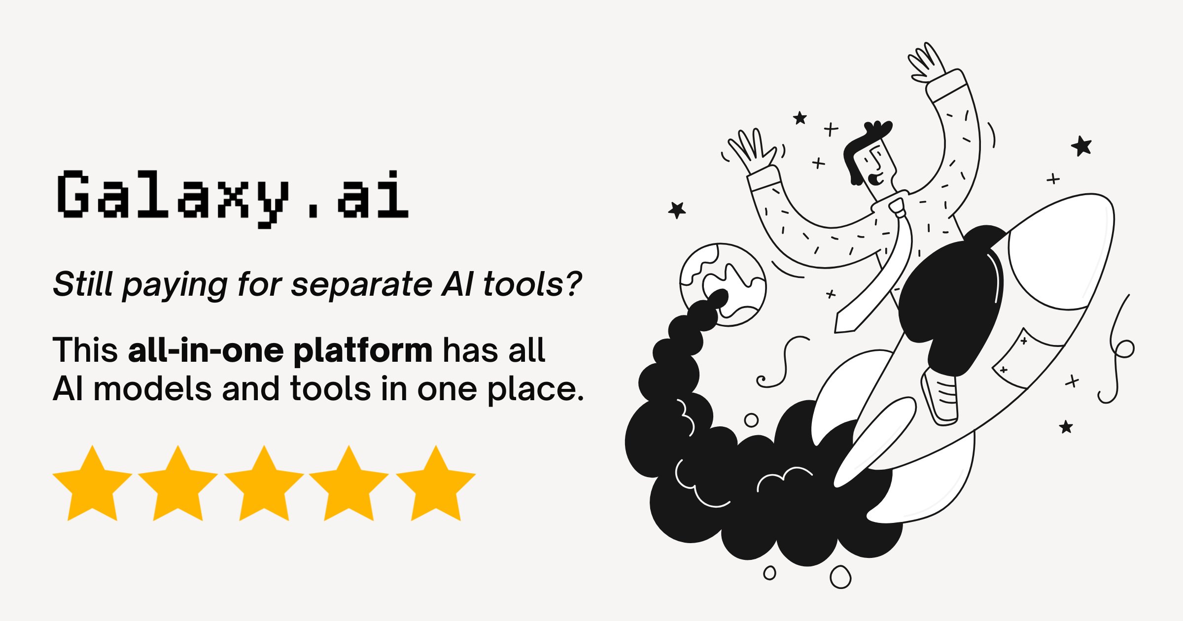 cnctNow's tweet card. Galaxy.ai is the world's #1 all-in-one AI platform with 3000+ AI models and tools for text, images, videos, ads, audio (speech, music, voice), and more.