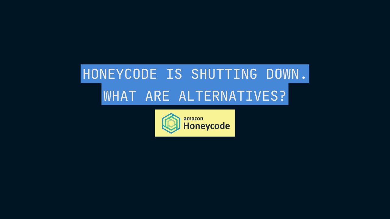 Dom_FiveDotCo's tweet card. For those who have developed apps on AWS Honeycode, the question now is: what's next? What platform should you migrate to?