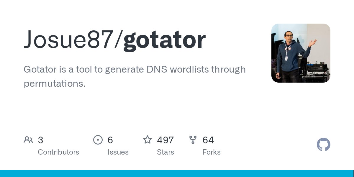 TrendingGolang's tweet card. Gotator is a tool to generate DNS wordlists through permutations. - Josue87/gotator