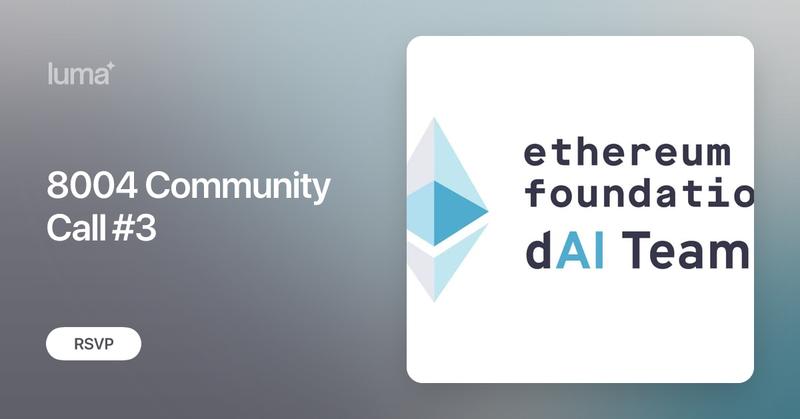 Praxis_Protocol's tweet card. Trustless Agents (ERC-8004) Builder Call #3 📅 Date & Time: November 12, 2025 at 8:30am PST 🛠️ Hosted by: The 8004 Core Team 🔎 Description Welcome to the…