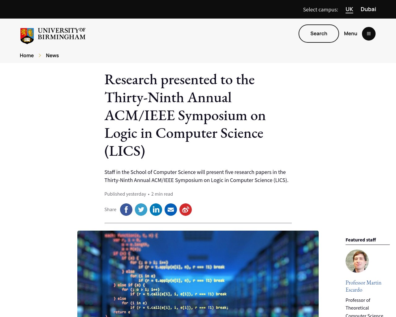 managetech_inc's tweet card. バーミンガム大学コンピュータサイエンス学部のスタッフが、Thirty-Ninth Annual ACM/IEE