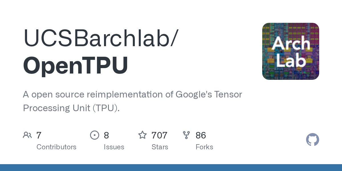 jetthoughts's tweet card. A open source reimplementation of Google's Tensor Processing Unit (TPU). - UCSBarchlab/OpenTPU