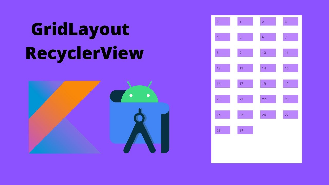 thecodingninja1's tweet card. Grid layout RecyclerView in Android Studio | Kotlin |