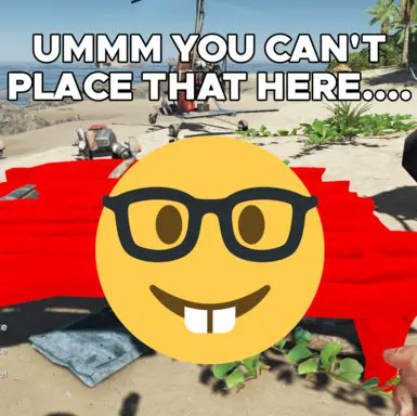 StrandedWide's tweet card. A mod that allows the player to build almost anywhere; rotate, scale any structure and other convenient tools for builders.