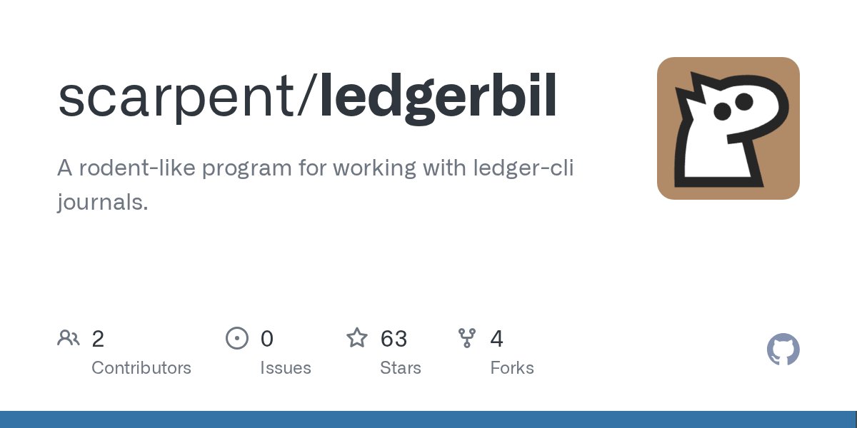 LedgerTips's tweet card. A rodent-like program for working with ledger-cli journals. - scarpent/ledgerbil