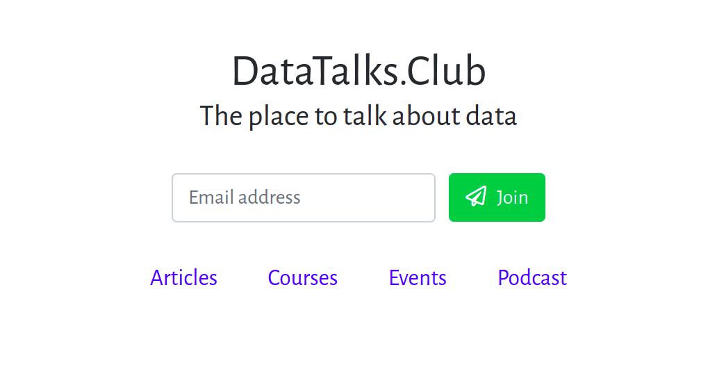 AbdulsamadCLONE's tweet card. DataTalks.Club is the place to talk about data. Join the global community of data science professionals, ML engineers, and AI practitioners. Access free courses, weekly podcasts, webinars, workshops,...