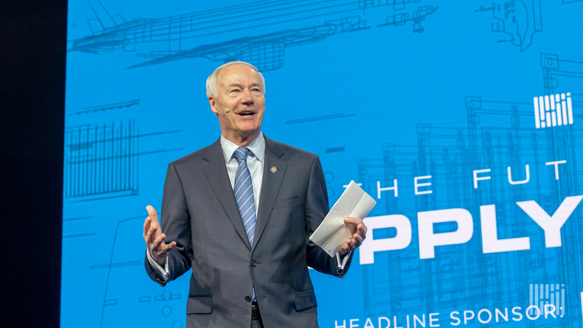 JoannaRail's tweet card. Arkansas Gov. Asa Hutchinson told a conference that the U.S. can make its supply chain more resilient by relying less on China and embracing tech.