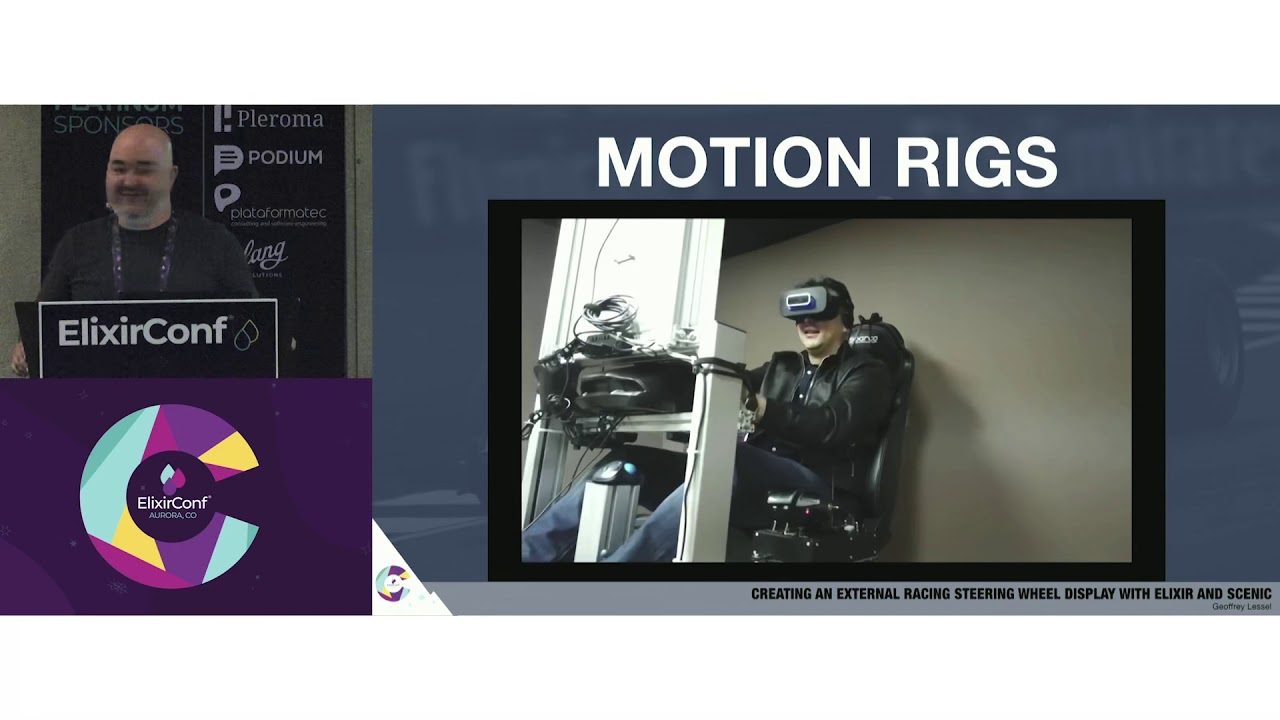 ElixirConf's tweet card. ElixirConf 2019 - Creating an External Racing Steering... - Geoffrey...