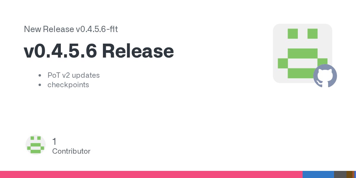 fluttercoin's tweet card. PoT v2 updates checkpoints