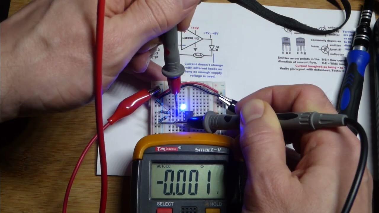 AiPrepperX's tweet card. Blue LED Voltages 5mA Current Source Op Amp Multimeter Measured