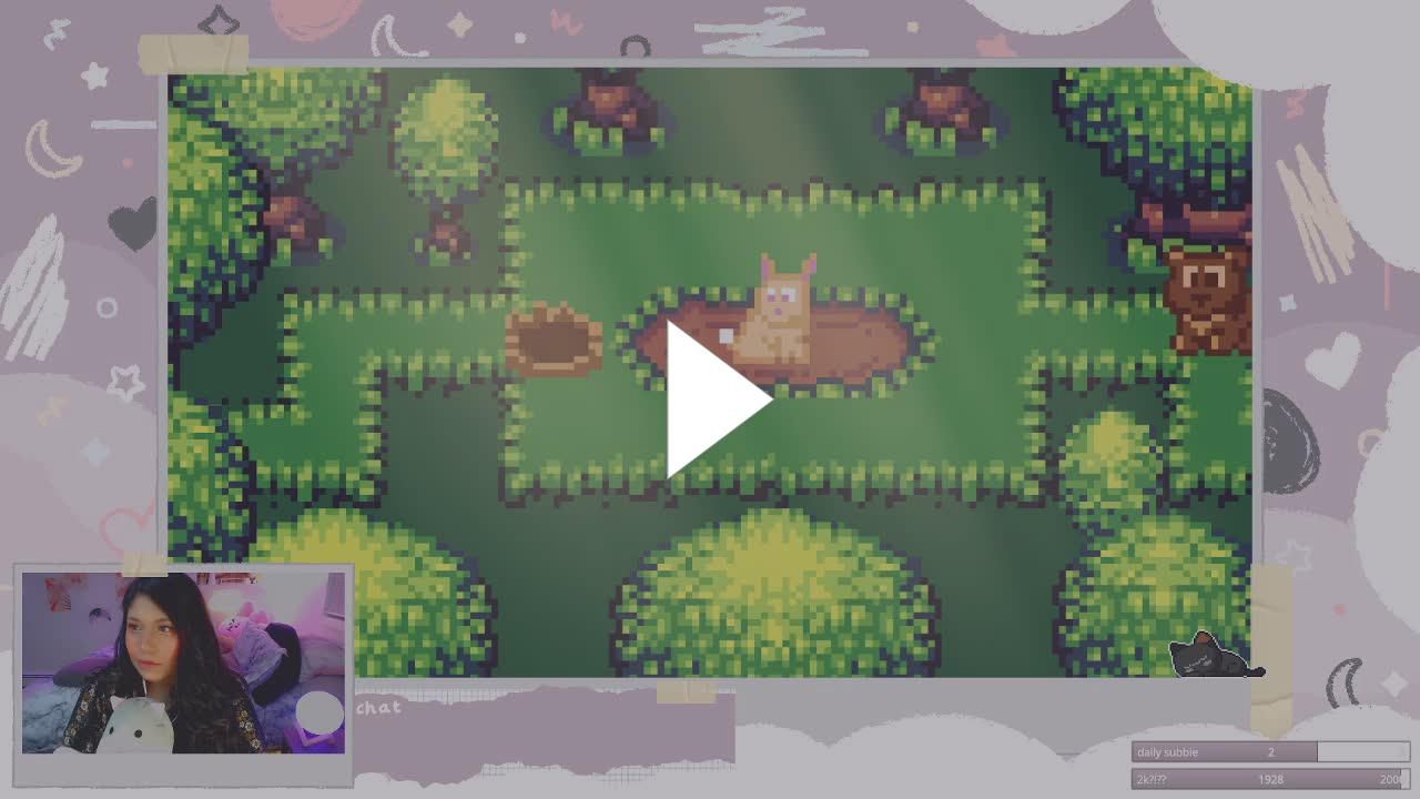 RNGGameDev's tweet card. hallucynate - "The bunny's wearing me as a hat"