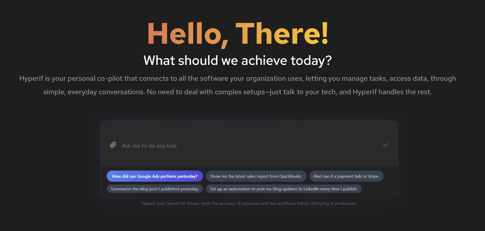 ralphwjz's tweet card. Connect your APIs and systems to Hyperif to add an intelligent AI layer to your data. Analyze, summarize, and take action instantly — all through secure, natural conversation.
