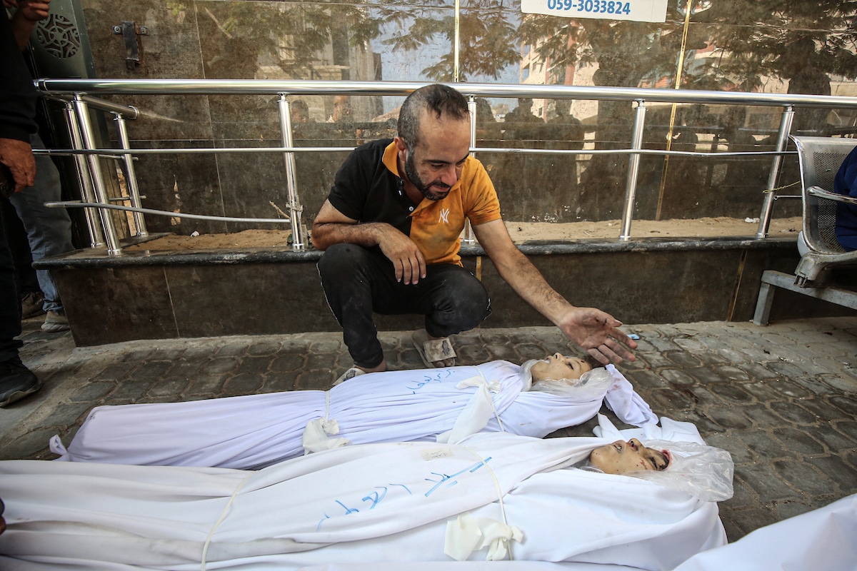 Mondoweiss's tweet card. A Hebrew University poll shows an overwhelming majority of Jewish Israelis agree with the genocidal idea that there are “no innocents in Gaza.”