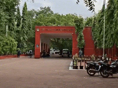 BhaskarEnglish_'s tweet card. RGPV denies Jhabua building, Bangarda land...