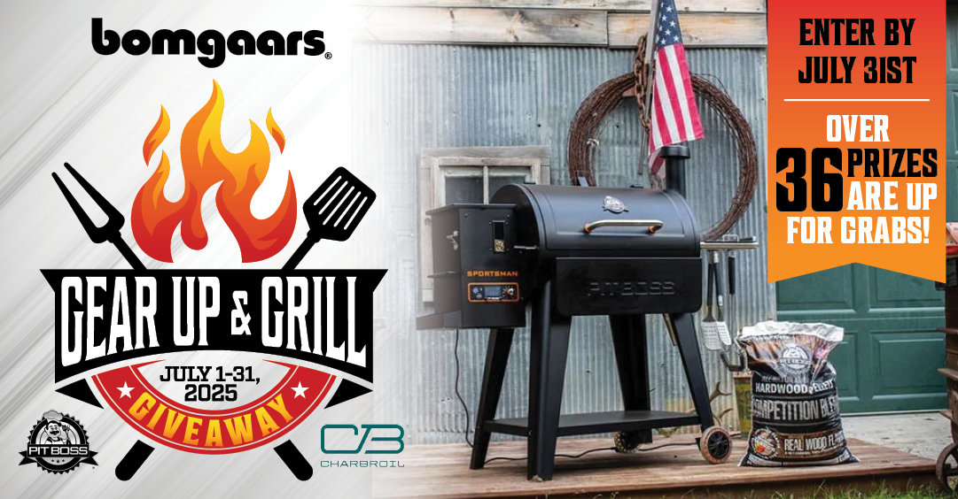 jbronc's tweet card. Bomgaars and our friends at PITBOSS® and CHARBROIL® are celebrating July with a Gear Up & Grill Giveaway! Don't miss out on this HOT Giveaway! Over $3000 in prizes. See official rules for details.