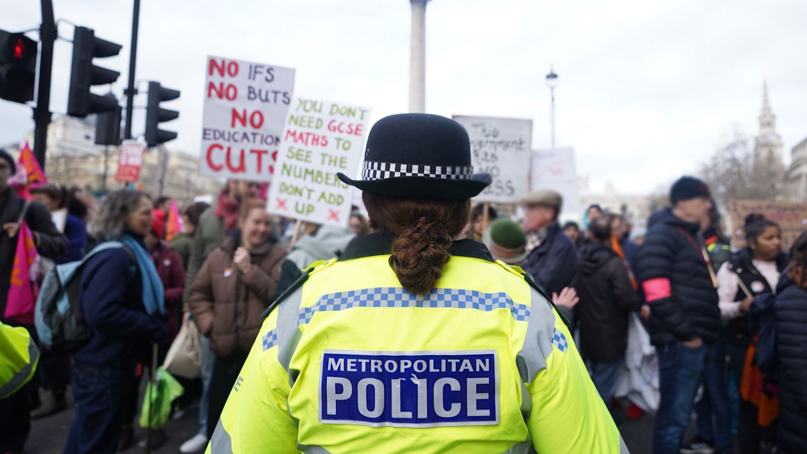 itvnews's tweet card. The text on the placard reads: “The only good Tory is a dead Tory. The only good Lib Dem is a dead Lib Dem.” | ITV News London
