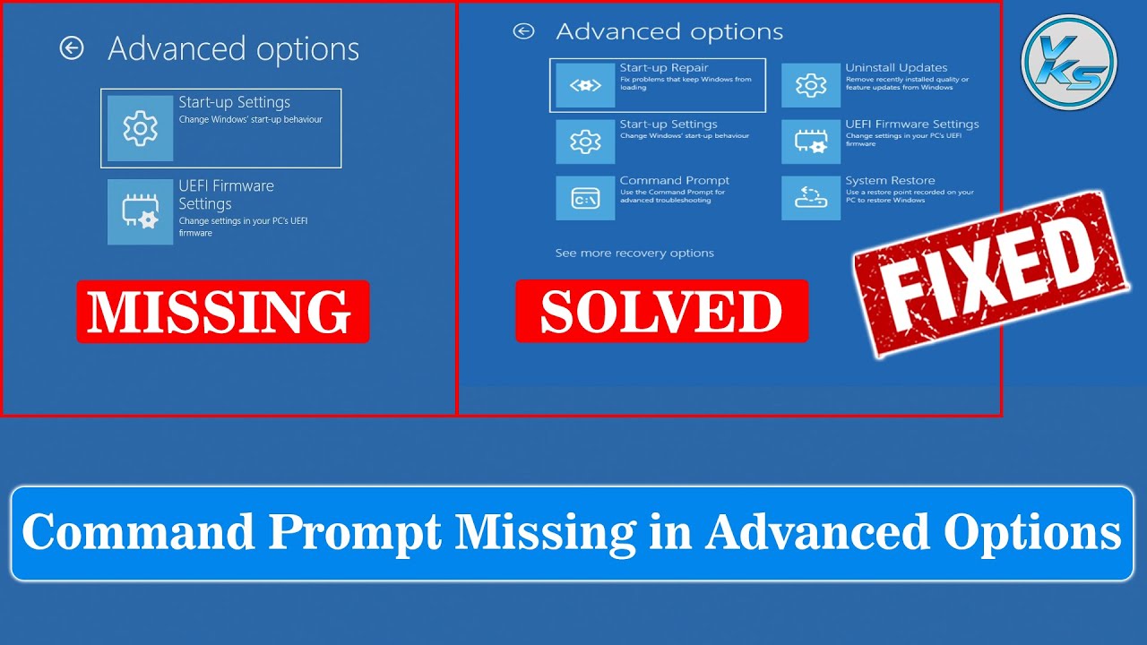vksytc's tweet card. ✅ How To Fix Command Prompt Missing in Advanced Options | Reset This...