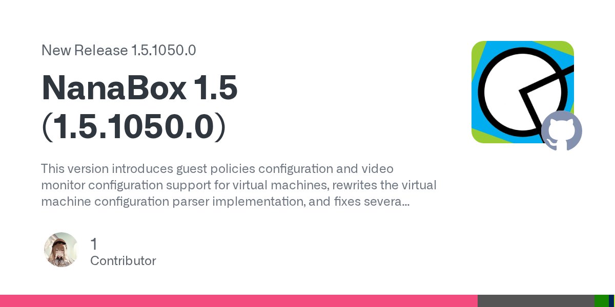 M2TeamOfficial's tweet card. This version introduces guest policies configuration and video monitor configuration support for virtual machines, rewrites the virtual machine configuration parser implementation, and fixes severa...