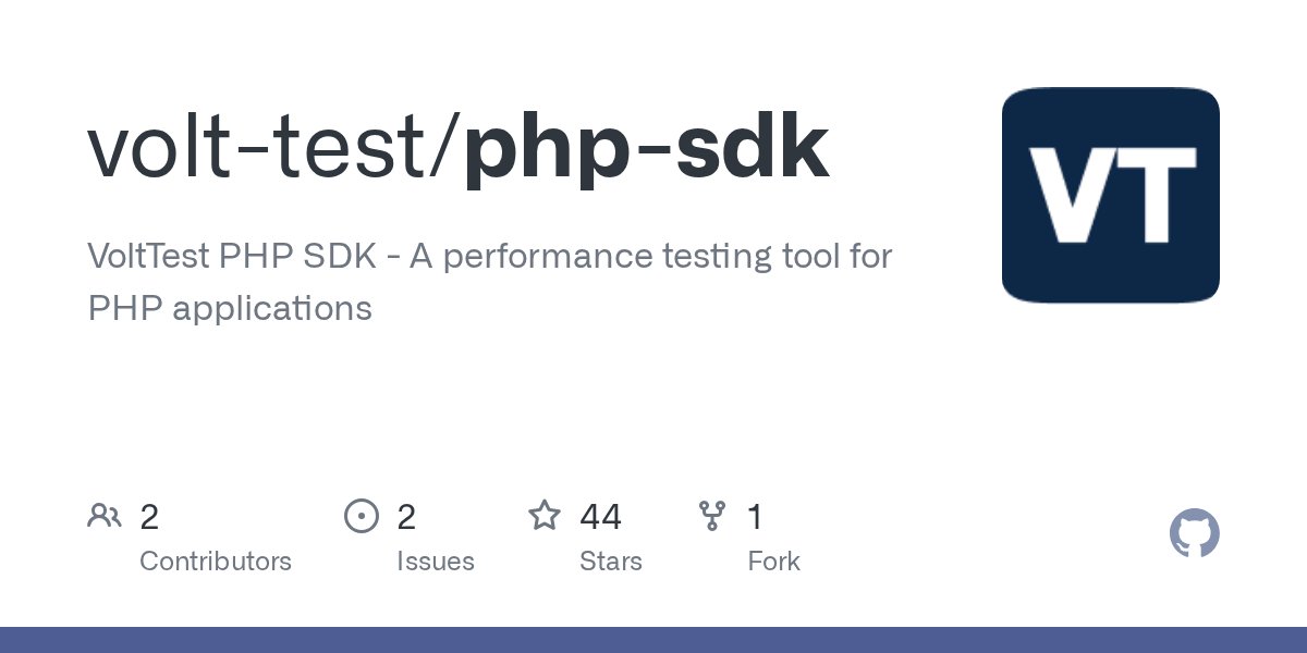 elwafa90's tweet card. VoltTest PHP SDK - A performance testing tool for PHP applications - volt-test/php-sdk