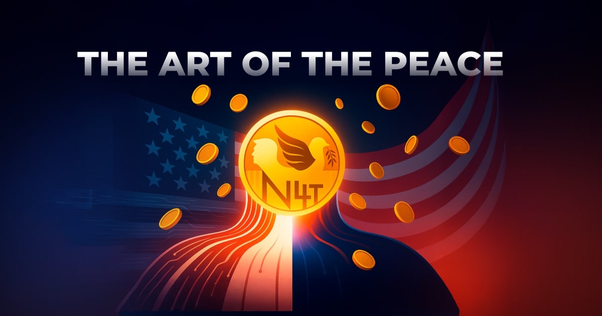 N4Tcoin's tweet card. A coin with a mission — unite communities, politics and blockchain under one idea: peace.