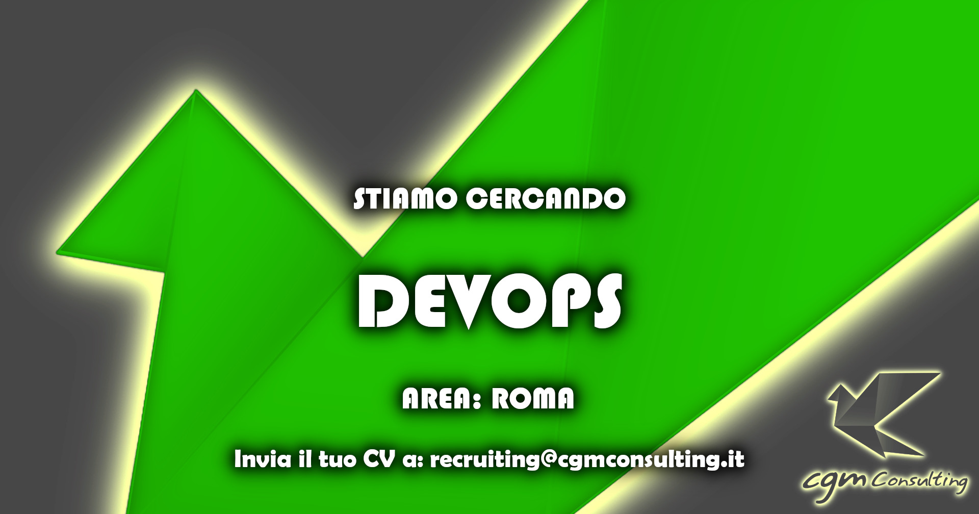 CGMConsulting's tweet card. CGM Consulting ricerca DevOps a Roma con la necessità di rafforzare il team DevOps.