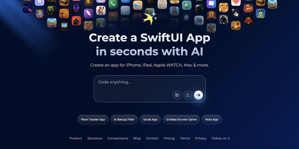 iswiftdevapp's tweet card. Build SwiftUI apps for iOS, Apple Watch, iPad, and Mac—powered by AI. iSwift.dev is purpose-built for creating efficientswift files, the optimal language for Apple platforms. Instantly preview your...