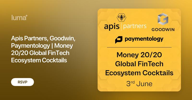 FinTechSandbox's tweet card. A curated gathering of leaders shaping the future of payments & fintech 🚀 Leaders from Apis Partners, Goodwin and Paymentology are delighted to invite you to…