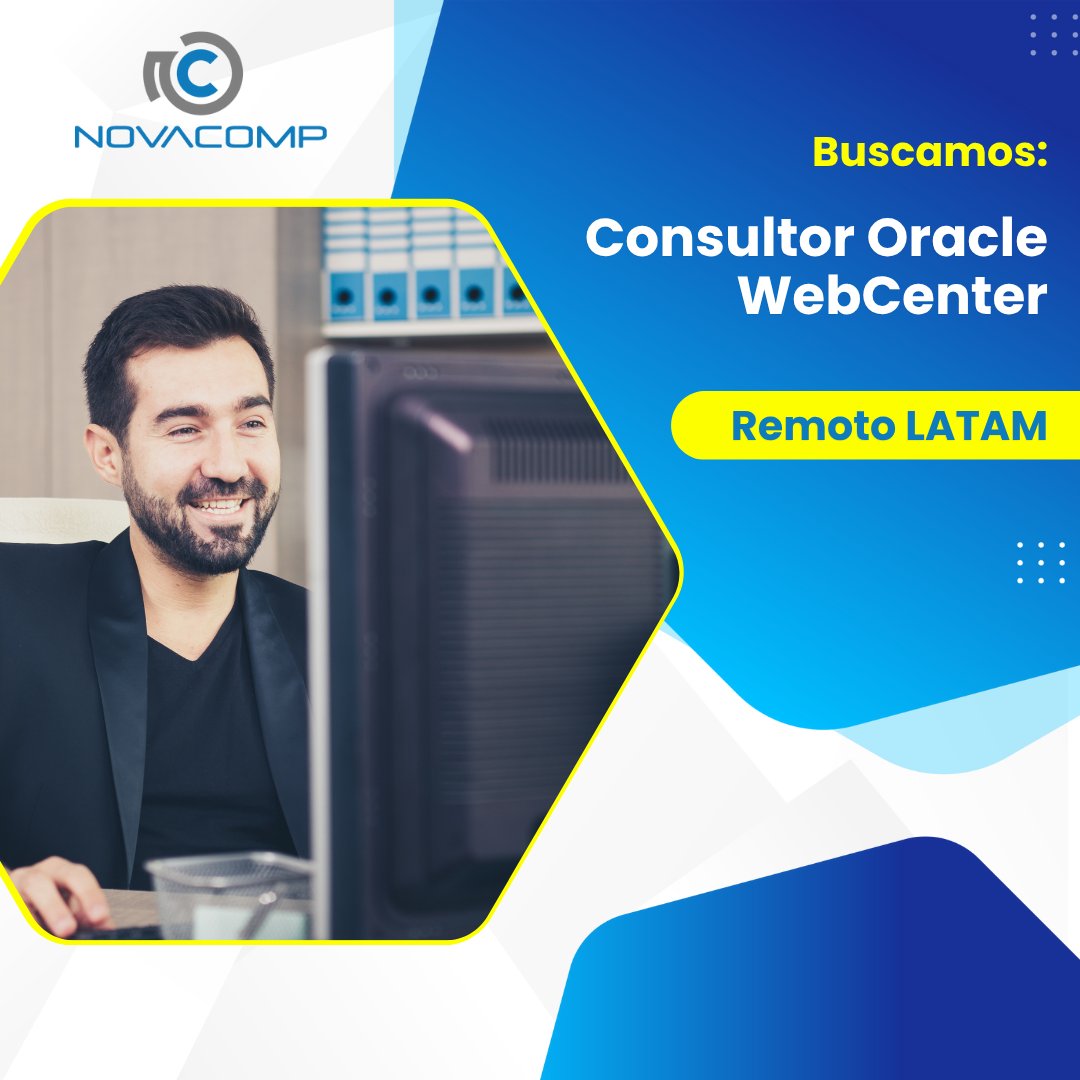 Novacomp's tweet card. Estamos en búsqueda de un profesional con experiencia funcional y técnica en soluciones Oracle WebCenter.