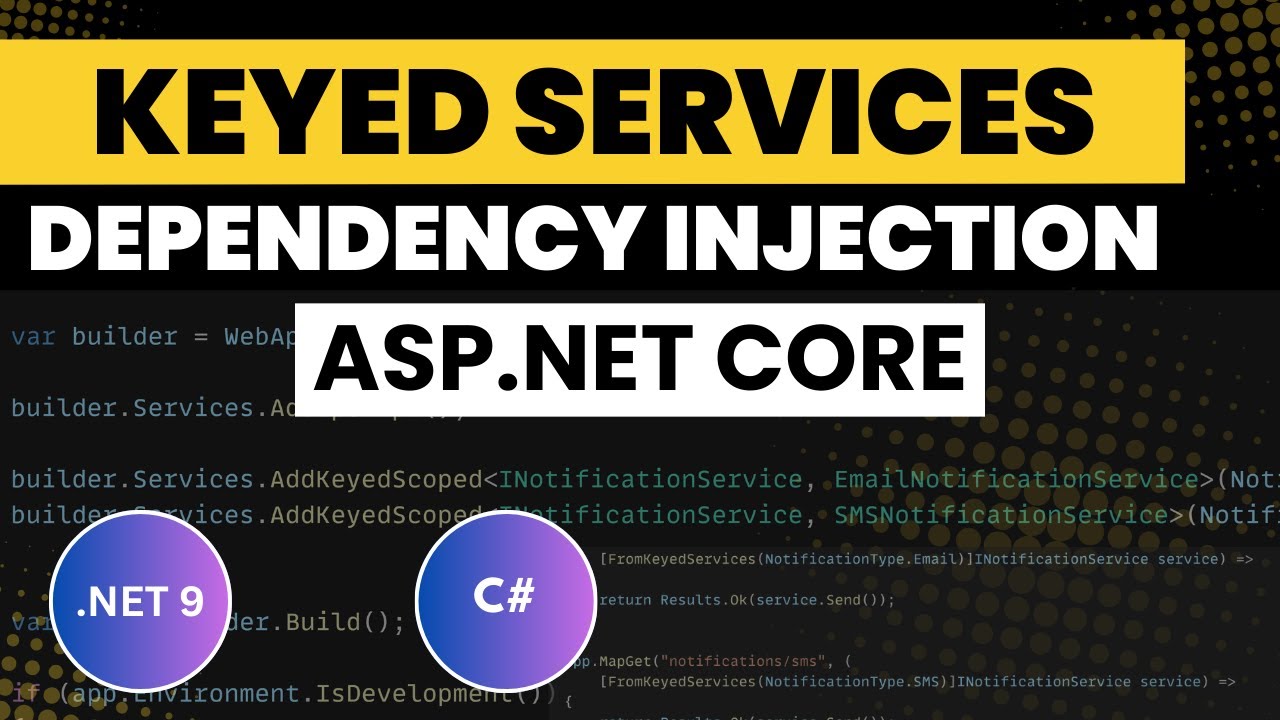 TechPoorna's tweet card. Keyed Services in ASP.NET Core | Dependency Injection Explained with...
